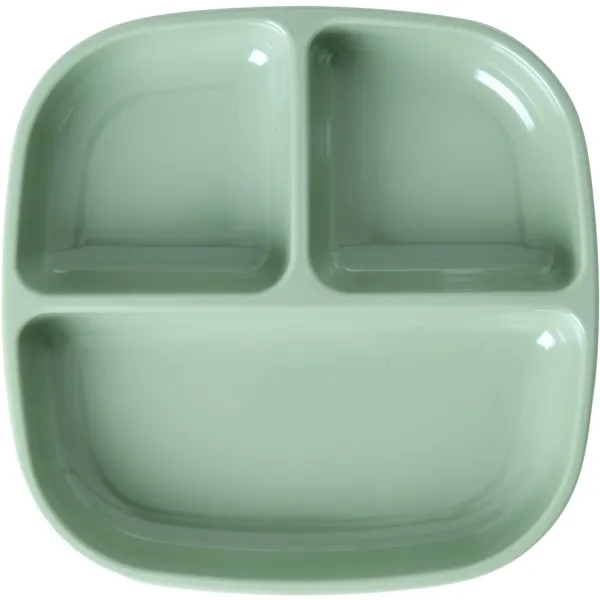 RICE Green Melamin Barnetallerken med 3 Rom