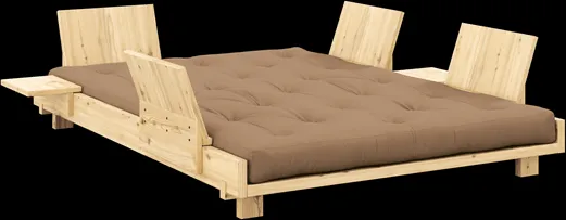 Karup Design Social Sovesofa Med 4 Stk. Ryggstøtte, Sidebord & Madrass 140x200 Mocca/Klarlakkert