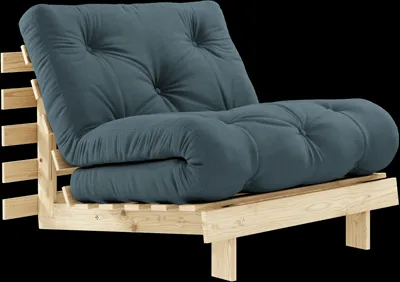 Karup Design Roots Sovesofa m. Madrass 90x200 757 Petrol Blue/Furu