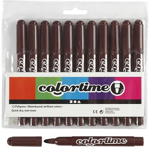 Creativ Company mørk brun Jumbo tusjer 12 stk.